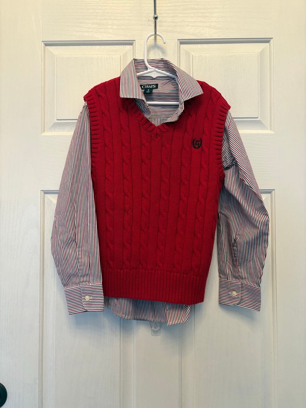 Chaps Sweater Vest and Button Down Set Boys Size 8